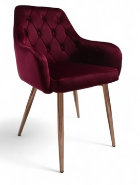 Krzesło Dankor Design Antwerpia welur bordo nogi różowy chrom