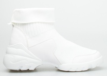 BIAŁE SNEAKERSY SKARPETY WSUWANE BUTY DAMSKIE 37