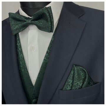 Жаккардовый галстук-бабочка и нагрудный платок, черная зеленая трубка для костюмной рубашки