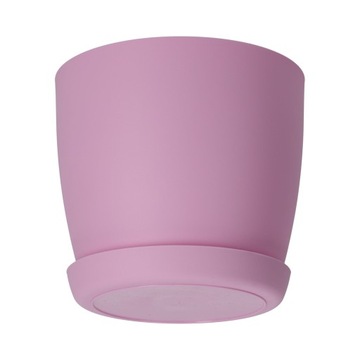 КРЫШКА НА ЦВЕТОЧНЫЙ ВАЗ ЦВЕТОЧНЫЙ ВАЗ 14см ДЛЯ ЦВЕТОВ МАТОВО-РОЗОВАЯ ПЛАСТИКОВАЯ ПОДСТАВКА