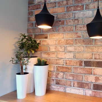 Donica Wysoka Tubus Slim 47 cm Biała z Wkładem Połysk do Wnętrz i Ogrodu