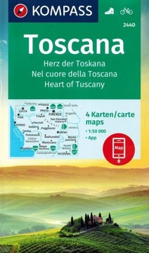TOSKANIA 1:50 000 MAPA TURYSTYCZNA x4 ZESTAW 2440 + ETUI KOMPASS