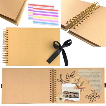 ALBUM DO SCRAPBOOKING OZDABIANIA ZDJĘĆ PAPIEROWY BEŻOWY, BRĄZOWY 30x21CM A4