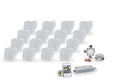 16x Świecąca Kostka Brukowa LED Granit 8x9x6 RGB