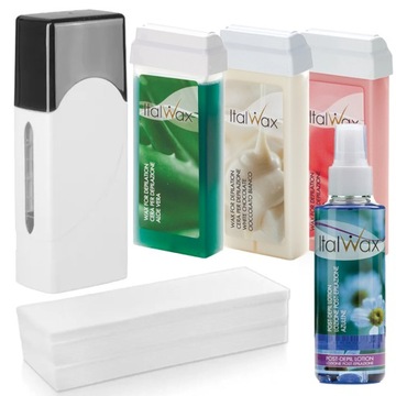 ItalWax Zestaw 3x WOSK DO DEPILACJI W ROLCE 100ml PASKI LOTION PODGRZEWACZ