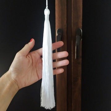 Zawieszka ozdobna Ażurowa Girlanda z Chwostem na okno Biała 120cm