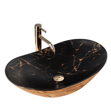 Umywalka Royal In Black Marble Gold Połysk + Mat