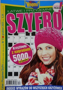 Krzyżówki Wiem! ŁATWE I PRZYJEMNE SZYFRO 12/2023