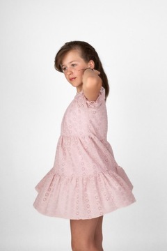 Пыльно-розовое платье из хлопка с вышивкой в ​​стиле БОХО 128 Польша