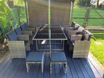 VEGAS MEBLE OGRODOWE POLYRATTAN 13el. SZARY