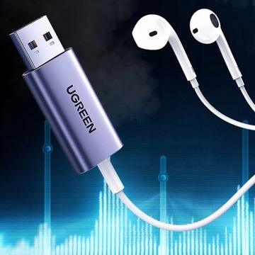 UGREEN ADAPTER AUDIO AUX PRZEJŚCIÓWKA Z USB-A 2.0 DO MINIJACK 3,5MM