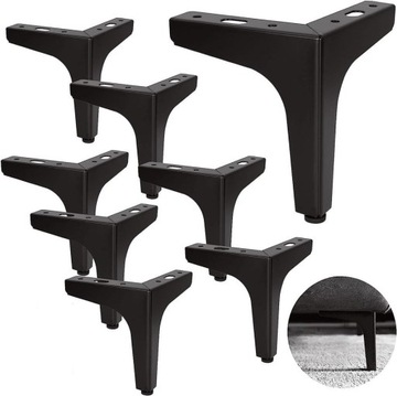 Nogi meblowe czarne matowe 13 cm komplet 8 sztuk