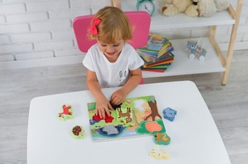 PUZZLE DREWNIANE 3D DOTYKOWE ZMYSŁOWE ZABAWKA ROZWOJOWA DLA MALUCHÓW 12m+
