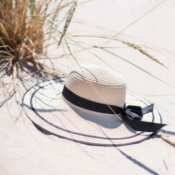 Женская летняя пляжная соломенная шляпа, с большими полями, с бантом, стильный винтаж