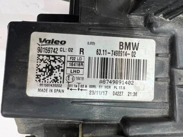 BMW 4 F32 F33 F36 LCI FACELIFT 17R+ SVĚTLO PŘEDNÍ FULL LED PRAVÁ