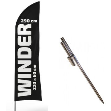 FLAGA REKLAMOWA 220x60 cm + MASZT 290 cm + SZPIC