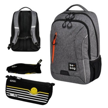 Plecak szkolny be.bag + piórnik smiley HERLITZ