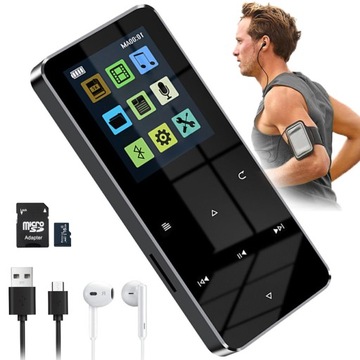 ODTWARZACZ MP4 MP3 16GB BLUETOOTH 5.0 DYKTAFON GŁOŚNIKIEM HiFi RADIO LCD