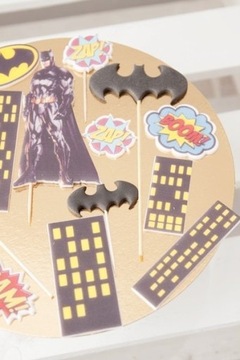 MEGA ZESTAW do dekoracji tortu Batman 2D 15 el.