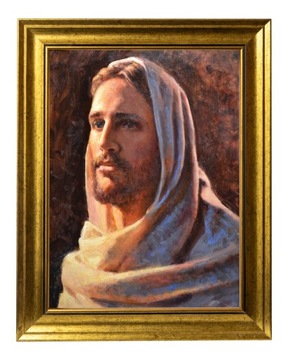 PAN JEZUS | OBRAZ NA PŁÓTNIE W ZŁOTEJ OZDOBNEJ RAMIE 30X40