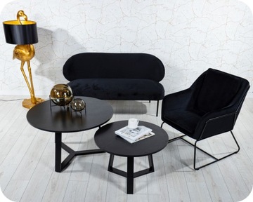 LOFT круглый журнальный столик, журнальный столик, 90 см, черный, офис