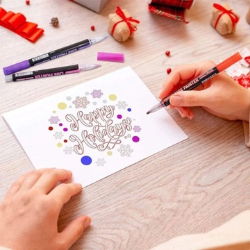 MAGICZNE MAZAKI PISAKI BROKATOWE KOLOROWE METALICZNE PODWÓJNA LINIA 8szt