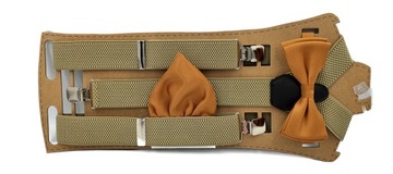 Подтяжки с галстуком-бабочкой бежевого песочно-коричневого цвета и меди со вставкой