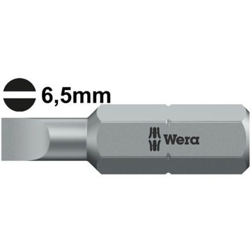 BIT CIĄGLIWO-TWARDY 1/4 6,3 PŁASKI 6,5x1,2x25mm DIN3126C WERA