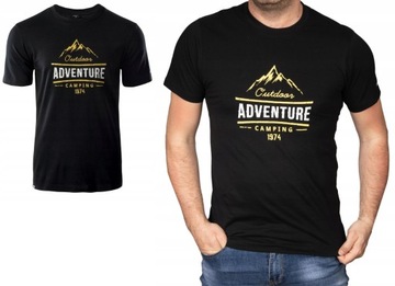 Koszulka męska HI-TEC z nadrukiem czarna klasyczna t-shirt lore M