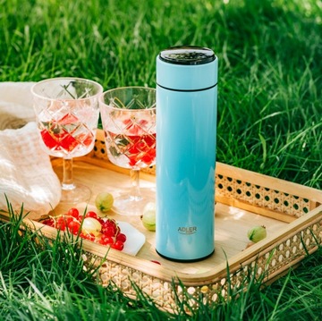 Термос термокружка LED термометр 473мл синий ADLER