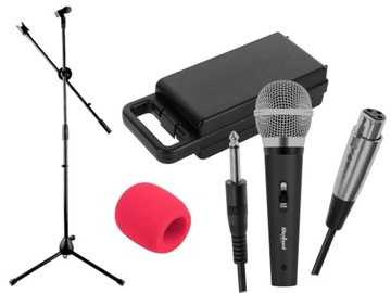 Zestaw Statyw do Mikrofonu z Mikrofon dynamiczny Rebel DM-525 +gąbka czerwo