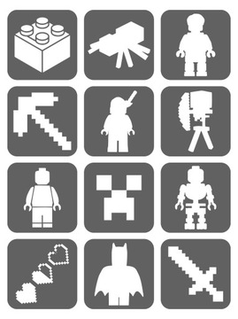 Szablony Do Tatuaży Brokatowych Lego, Minecraft Mały