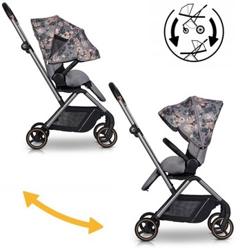 ЛЕГКАЯ ПОВОРОТНАЯ КОЛЯСКА 2в1 КОЛЯСКА ПЕРЕДНЯЯ СПИНКА + АКСЕССУАРЫ 0-22 КГ