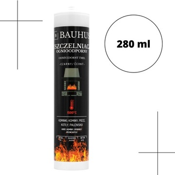 Силиконовый огнезащитный герметик для каминов Bauhus 280 мл черный 1500°C