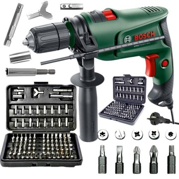 WIERTARKA UDAROWA 600W BOSCH EASYIMPACT WALIZKA ZESTAW BITY 100 ELEMENTÓW