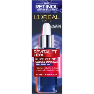 LOREAL REVITALIFT LASER PURE RETINOL Serum redukujące zmarszczki noc 30ml