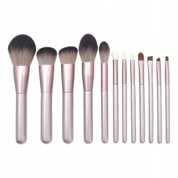 Grape Color Wooden Handle Makeup Brush Set, 12