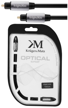 OPTYCZNY KABEL PRZEWÓD AUDIO CYFROWY COAXIAL TOSLINK KRUGER&MATZ 1,5M 150CM