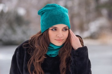 КОМПЛЕКТ ВЕЛУРОВОЙ БАРХАТНОЙ ШАПОЧКИ-ТЮБИКА