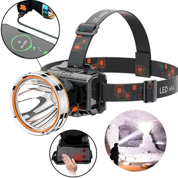 LATARKA CZOŁOWA LED LAMPA CZOŁÓWKA AKUMULATOR CZUJNIK RUCHU USB-C