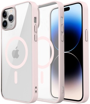 ETUI DO IPHONE 14 PRO PRZEŹROCZYSTE MAGNETYCZNE DO MAGSAFE | PINK