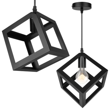 LAMPA WISZĄCA SUFITOWA FERRUM KOSTKA CZARNY MAT E27 LOFTOWA PREMIUM