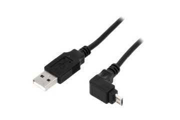 Kabel USB 2.0 na Micro USB, kątowy, 1,8 m, Czarny