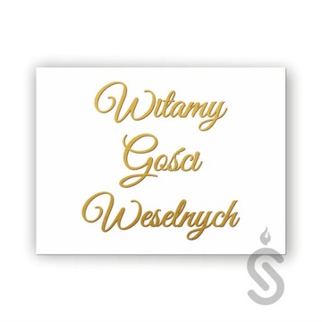 Tablica powitalna witamy gości wesele ślub złote napisy 80x60cm