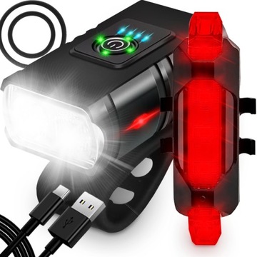 LAMPKA ROWEROWA PRZÓD TYŁ ZESTAW DO ROWERU LED CREE T6 USB LAMPKI ROWEROWE