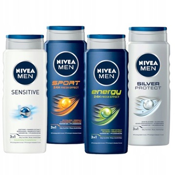 NIVEA MEN żel pod prysznic męski zestaw 4x500ml
