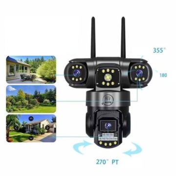 KAMERA WIFI ZEWNĘTRZNA OBROTOWA POTRÓJNA 3X4MP ZOOM ALARM DETEKCJA IP SMART