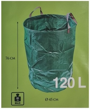 WOREK OGRODOWY 120L KOSZ POJEMNIK NA LIŚCIE TRAWĘ ODPADY DUŻY MOCNY 65KG