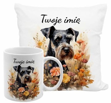 KUBEK PODUSZKA ZESTAW PIES PIESEK RASA SCHNAUZER SZNAUCER