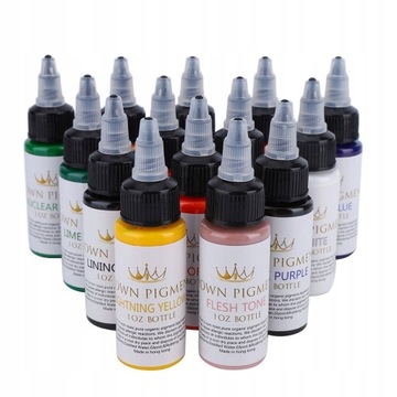 ZESTAW TUSZ DO NAUKI TATUOWANIA KOLOROWE 30ml